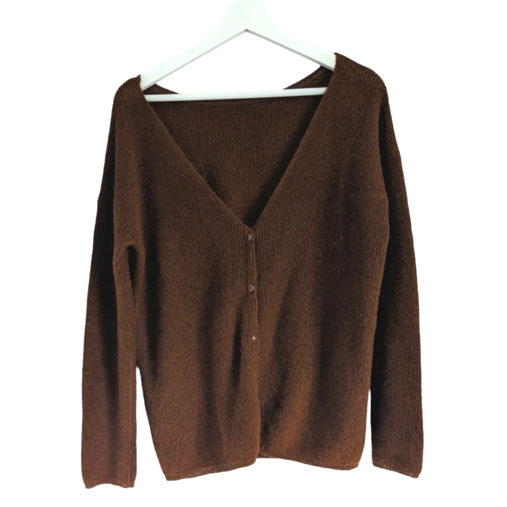 SEZANE Barry Alpaga cardigan jumper in color Moka size Small - Picture 4 of 8
